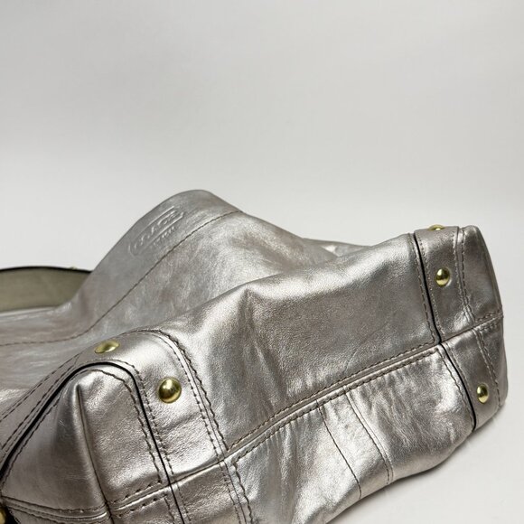 Coach Carly Shoulder Bag in shimmery silver and gold tone brass hardware - Picture 7 of 11